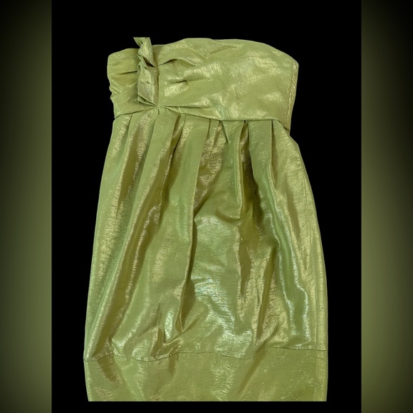 Vera Wang Strapless Chartreuse Mini Dress - Picture 6 of 6